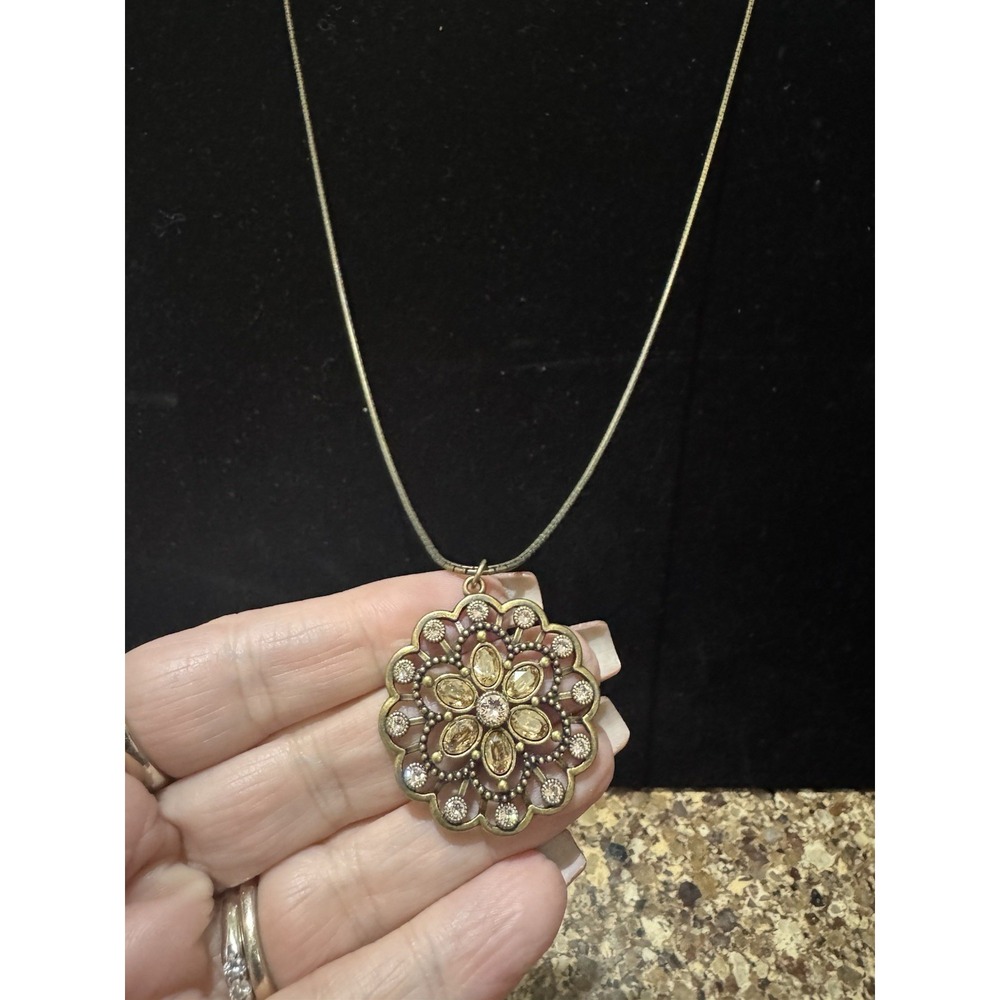 Touchstone Crystal Garden Cirque Pendant Antique Necklace 20" adjustable‎ New